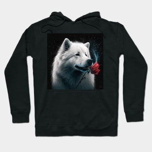 Samoyed With A Red Rose Hoodie